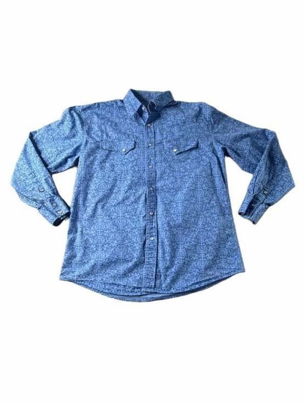 Pintlar Blue Floral Print Long Sleeve Western Snap Shirt XL